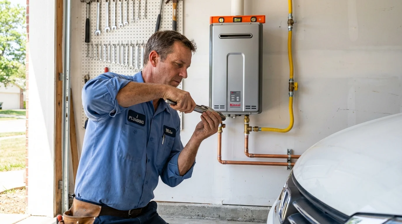 Tankless water heater installation by a Johns Plumbing LLC plumber in Iowa Park
